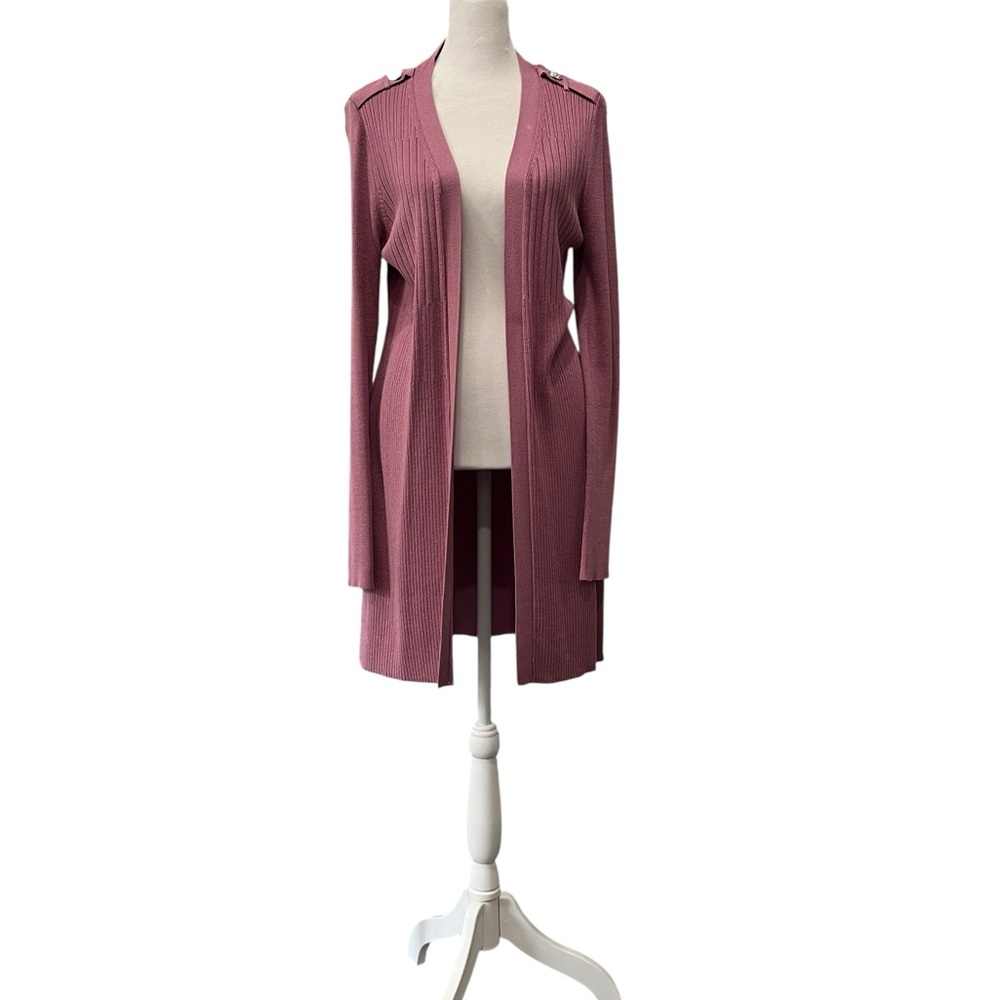 White House Black Market Elegant Mauve Open-Front Long Cardigan Size Small